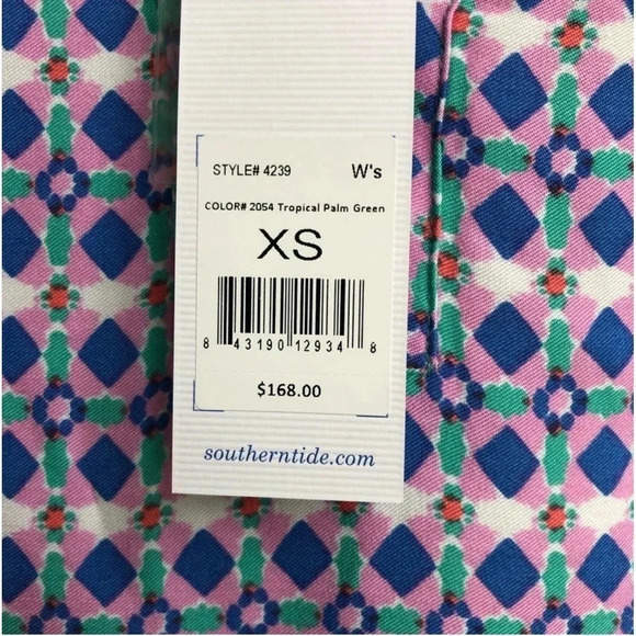 New SOUTHERN TIDE Ashlee Dress Tropical Palm Green soft geometric print beach - Picture 13 of 14